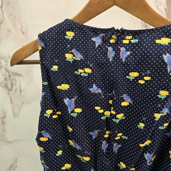 ModCloth Shirt Women Small Blue Pin Up Bird Floral Lilly Pad Trollied Dolly Tank - Picture 6 of 10